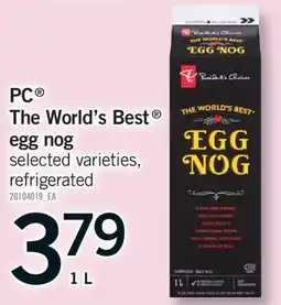 Fortinos PC THE WORLD'S BEST EGG NOG, 1 L offer