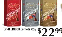 Fortinos LINDT LINDOR CORNETS, 600 g offer