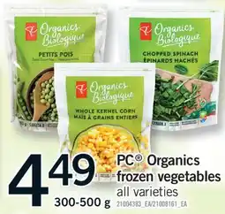 Fortinos PC ORGANICS FROZEN VEGETABLES, 300-500 G offer