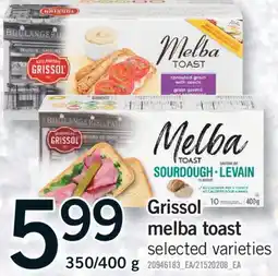 Fortinos GRISSOL MELBA TOAST, 350/400 G offer