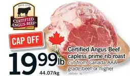 Fortinos CERTIFIED ANGUS BEEF CAPLESS PRIME RIB ROAST offer