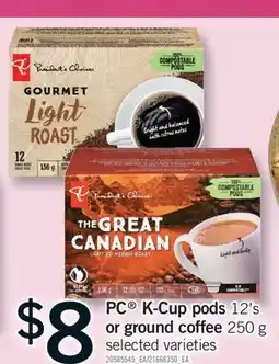 Fortinos PC K-CUP PODS, 12' S OR GROUND COFFEE, 250 G offer