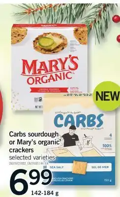 Fortinos CARBS SOURDOUGH OR MARY'S ORGANIC CRACKERS, 142-184 G offer