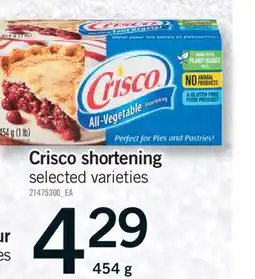 Fortinos CRISCO SHORTENING, 454 g offer