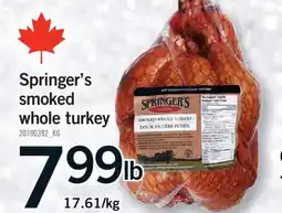 Fortinos SPRINGER'S SMOKED WHOLE TURKEY offer