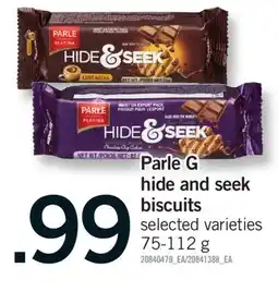 Fortinos PARLE G HIDE AND SEEK BISCUITS, 75-112 g offer