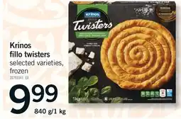 Fortinos KRINOS FILLO TWISTERS, 840 g/1 kg offer