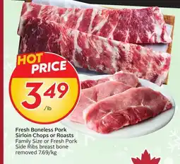 Sobeys Fresh Boneless Pork Sirloin Chops or Roasts offer