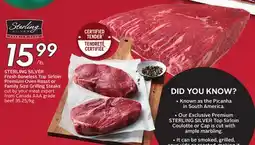 Sobeys STERLING SILVER Fresh Boneless Top Sirloin Premium Oven Roast or Size Steaks offer