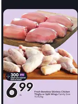Sobeys Fresh Boneless Skinless Chicken Thighs or Split Wings offer