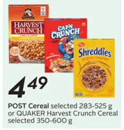 Sobeys POST Cereal offer