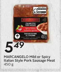 Sobeys MARCANGELO Mild or Spicy Italian Style Pork Sausage Meat offer