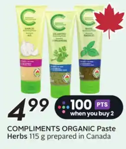 Sobeys COMPLIMENTS ORGANIC Paste Herbs offer