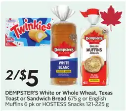 Sobeys DEMPSTER'S White or Whole Wheat, Texas Toast or Sandwich Bread offer