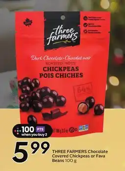 Sobeys THREE FARMERS Chocolate Covered Chickpeas or Fava Beans offer