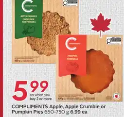 Sobeys COMPLIMENTS Apple, Apple Crumble or Pumpkin Pies offer