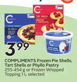 Sobeys COMPLIMENTS Frozen Pie Shells, Tart Shells or Phyllo Pastry offer