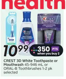 Sobeys CREST 3D White Toothpaste or Mouthwash offer