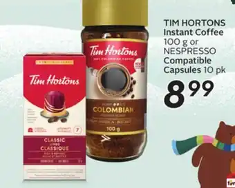 Sobeys TIM HORTONS Instant Coffee offer