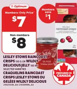 Independent Grocer LESLEY STOWE RAINCOAST CRISPS, 150 G OR WILDLY DELICIOUS JELLY 185 ML offer