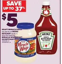 Independent Grocer KRAFT MIRACLE WHIP 650-890 ML OR HEINZ 750 ML-1 L offer