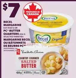 Independent Grocer BECEL MARGARINE, 637/850 G OR PC BUTTER QUARTERS 454 G offer