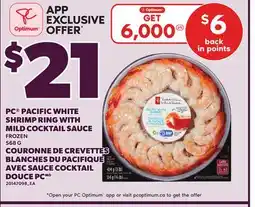 Independent Grocer PC PACIFIC WHITE SHRIMP RING WITH MILD COCKTAIL SAUCE, 568 G offer