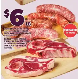 Independent Grocer LAMB SHOULDER CHOPS CLUB PACK OR FROZEN GOAT CHOPS OR PORK SAUSAGES offer