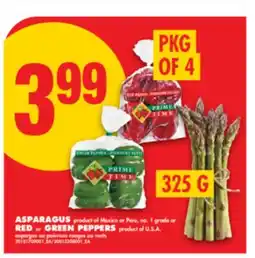 No Frills ASPARAGUS, 325 G or RED or GREEN PEPPERS, PKG OF 4 offer
