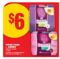 No Frills POISE PADS or LINERS, 14-48's offer