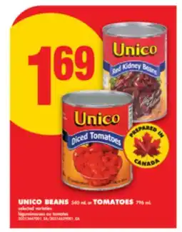 No Frills UNICO BEANS 540 mL or TOMATOES 796 mL offer
