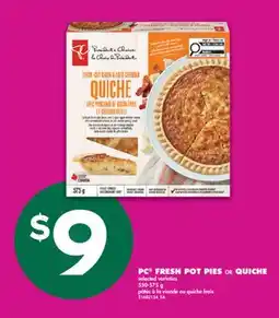 No Frills PC FRESH POT PIES OR QUICHE, 550-575 G offer
