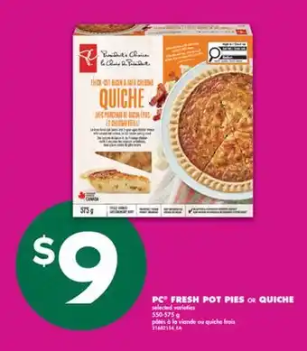 No Frills PC FRESH POT PIES OR QUICHE, 550-575 G offer