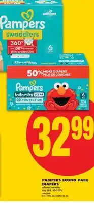 No Frills PAMPERS ECONO PACK DIAPERS, 58-180's offer