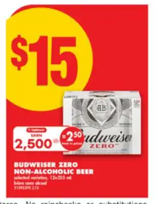 No Frills BUDWEISER ZERO NON-ALCOHOLIC BEER, 12x355 mL offer