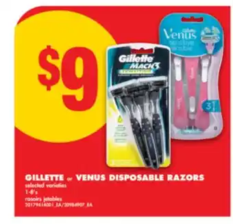 No Frills GILLETTE or VENUS DISPOSABLE RAZORS, 1-8's offer