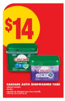 No Frills CASCADE AUTO DISHWASHER TABS, 30-48's offer