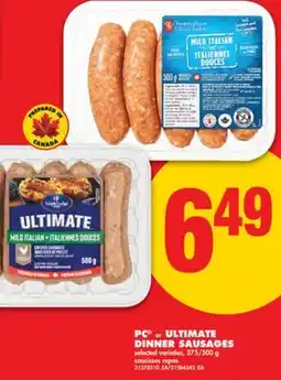 No Frills PC or ULTIMATE DINNER SAUSAGES, 375/500 g offer