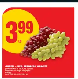 No Frills GREEN or RED SEEDLESS GRAPES offer