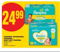No Frills PAMPERS SWADDLERS, CRUISERS or BABY-DRY DIAPERS, 38-120'S offer