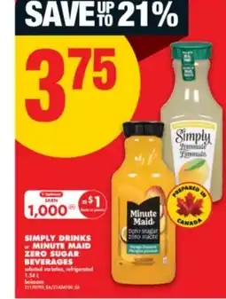 No Frills SIMPLY DRINKS or MINUTE MAID ZERO SUGAR BEVERAGES, 1.54 L offer