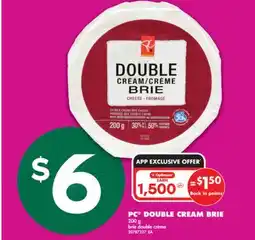 No Frills PC DOUBLE CREAM BRIE, 200 G offer