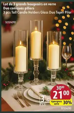 Sushi Shop 3 pcs Tall Candle Holders Glass Duo Taper Pilar offer