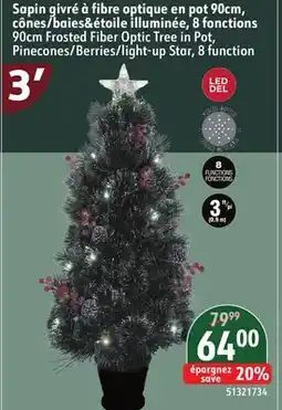 Sushi Shop 90cm Frosted Fiber Optic Tree in Pot, Pinecones/Berries/light-up Star, 8 function offer