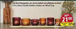 Sushi Shop 6 Pcs Glass Candle Holders Amber on Wood Tray offer