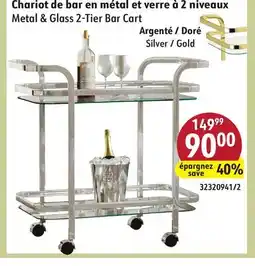 Sushi Shop Metal & Glass 2-Tier Bar Cart offer