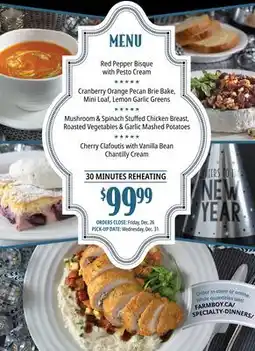 Farm Boy New Year's Eve DINNER FOR TWO offer