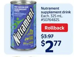 Walmart Nutrament supplement drink offer