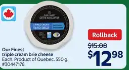 Walmart Our Finest triple cream brie cheese offer