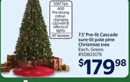 Walmart 7.5' Pre-lit Cascade sure-lit pole pine Christmas tree offer